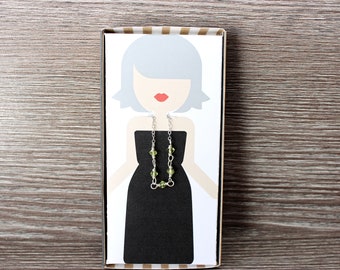 August Birthday Card with Peridot Birthstone 16" Sterling Silver Necklace