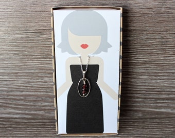 January Birthday Garnet Birthstone 16" Sterling Silver Necklace