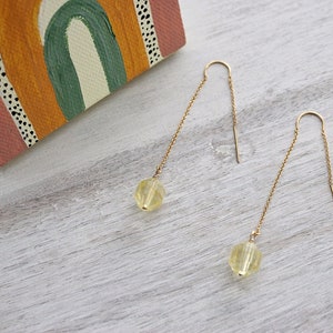 Citrine Barrel 14k Gold-Filled Threader Earrings