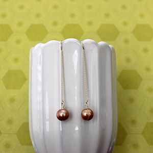 Golden Freshwater Pearl 14k Gold-Filled Threader Earrings