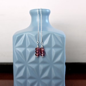 Simple Pink Topaz Sterling Silver Threader Earrings