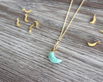 Amazonite Crescent Moon 16" Gold-Filled Necklace