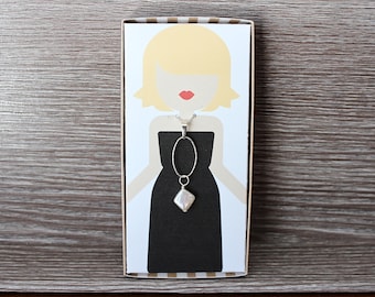 Collar de plata de ley de 40 cm con perla blanca de agua dulce (piedra de nacimiento de junio) y 40 cm de perla blanca de agua dulce (piedra de nacimiento de junio).