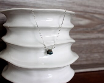 Faceted Chrysocolla Pyramid 16" Sterling Silver Necklace