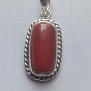 Original 3 Carat to 11 Carat Cylindrical Red Coral Pendant in 925 Sterling Silver, Astrology Purpose Gemstone Pendant For Unisex