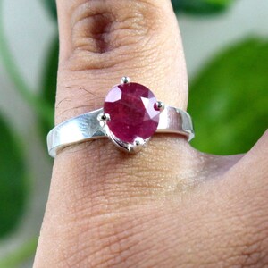 Pierścionek z naturalnym rubinem, certyfikowany pierścionek ze srebra próby 4-11 ct z kamieniem szlachetnym Manik do astrologii