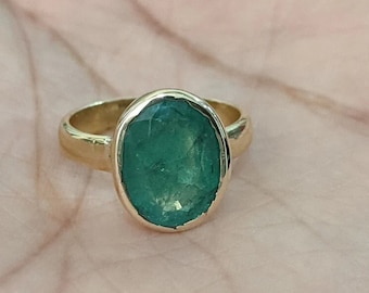 Natural Emerald Ring: Gold Plated Panchdhatu Handmade Ring