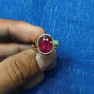 Anello Panchadhatu con rubino naturale certificato da 4,00 a 11,00 ct: anello astrologico unisex Manik