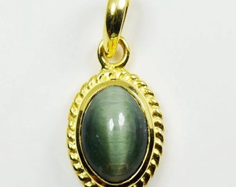 Natural Cat's Eye Panchdhatu Pendant, Original Lehsunia Stone Astrology Pendant For Men's And Women's