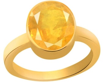 Natürlicher zertifizierter gelber Saphirring Astrologischer Edelsteinring in Panchdhatu Gelbgold Handgemachter Ring für Männer und Frauen Geschenk für Sie