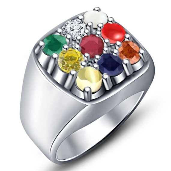 Navaratna ring for men | Gold ring designs, Black beads mangalsutra design,  Gold finger rings