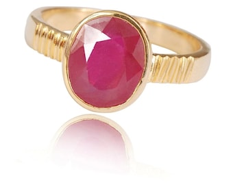 Natural Lab Certified Ruby Ring, Manik Gemstone 4 to 11 Ct Panchdhatu Ring