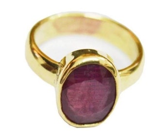 Ruby Ring: 925K Sterling Silver Minimalist Band, Handmade