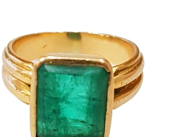 Handmade Emerald Ring: Gold Plated Copper Panna Stone
