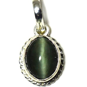 Certified Cat&#39;s Eye Sterling Silver Pendant: Unisex Rashi Ratan