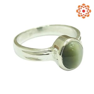 Natural Cat&#39;s Eye Gemstone Handmade Ring 925 Sterling Silver Ring Boho Statement Ring Genuine Chrysoberyl Cat&#39;s Eye Ring Gift For Mom