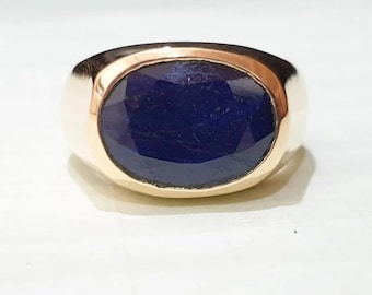 Blue Sapphire (Neelam) Rashi Ratna Panchdhatu Ring For Men with original Lab Test Certificate