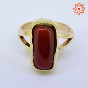 Red Coral Ring: Certified Moonga Gemstone, Silver Panchdhatu