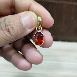 Natural Hessonite Garnet Pendant, Certified Oval Cut 4 to 11 Carat Hessonite Garnet/ Gomed Pendant in Panchdhatu for Astrology Purpos
