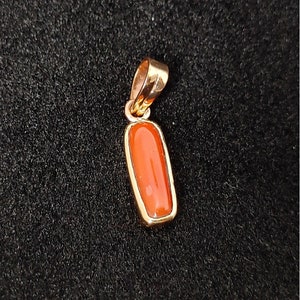 Elegant Coral Panchdhatu Pendant A Harmonious Blend Cylindrical Shape Red Coral Pendant, Mars Planet Pendant, Astrological Pendant