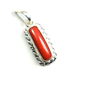 Natural Red Coral Gemstone Pendant: Panchadhatu Unisex Jewelry