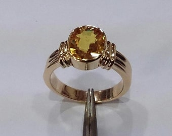 Natürlicher zertifizierter Pukhraj Edelsteinring / gelber Saphir 4.00-11.00 Ct. Panchdhatu Rashi Ratan Astrologisches Ziel Ring / Kostenloser Versand