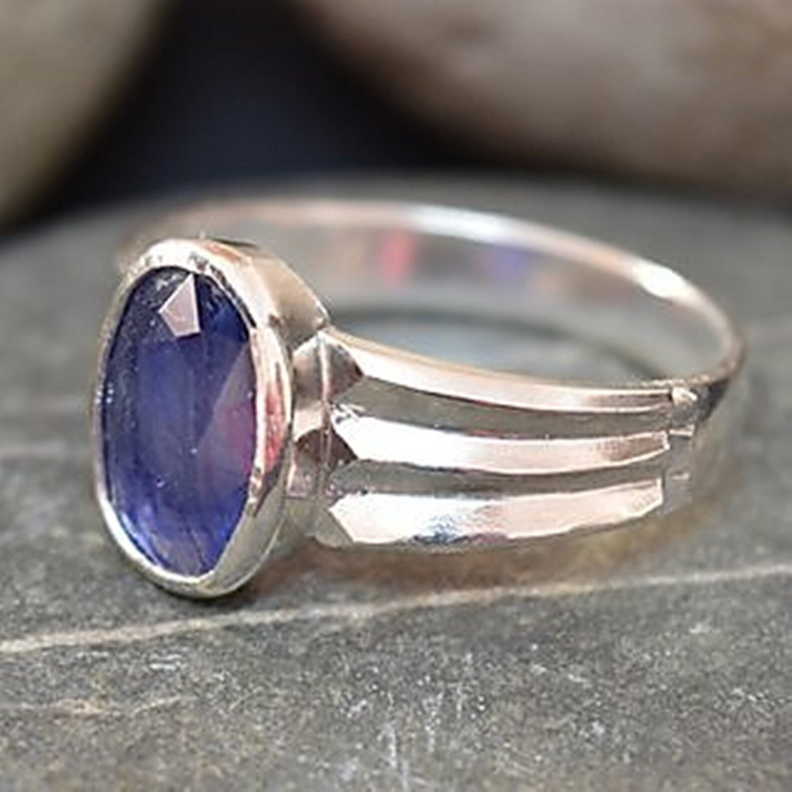 Neelam stone deals silver ring