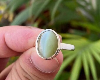 Handmade Sterling Silver 925 Cat's Eye Gemstone Ring