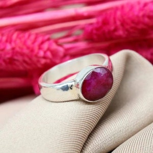 Red Ruby Ring, 925 Sterling Silver Ring, Oval Ruby Designer Ring, Birthday Gift, Promise Ring, Boho Ring, Men&#39;s Ring, Handmade Silver Ring