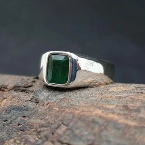 Emerald Mens Ring, Natural Gemstone Ring, Handmade Ring, 925 Solid Sterling Silver Ring, 22k Gold fill Ring, Rose Gold, Mens Ring, Gift Ring
