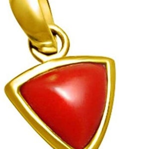 Natural Certified Red Coral/Moonga 4.00 - 11.00 Ct. Gemstone Unisex Pendant in Panchadhatu (Cooper),Birthstone jewelry Pendant