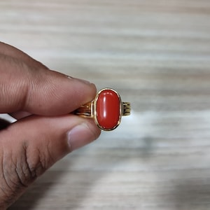 Certified Red Coral Ring: 925 Sterling Silver Astrology Gemstone
