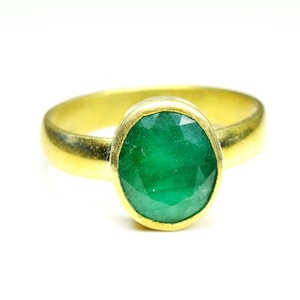 Certified Emerald Ring, Handmade Panchdahtu Gold Plated Ring For Men Women, Astrology Purpose May Birthstone Jewelry