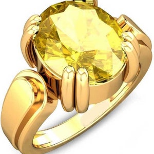 Certified Yellow Sapphire Ring: Panchdhatu Rashi Ratan Astrology Ring