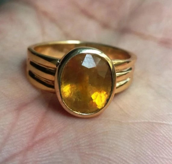 Natural Certified 925 Sterling Silver Yellow Sapphire Pukhraj Gemstone ,  Pilla Stone Ring , Ring for Unisexchristmas Gift - Etsy