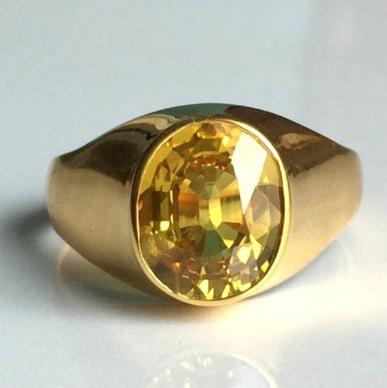 Buy Certified 4.60-7.50 Carat Natural Yellow Sapphire pukhraj Handmade Ring  in Alloy panchdhatu Metal With Gold Finish Online in India - Etsy