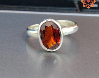 Natural hessonite garnet solid silver ring astrology purpose for men&#39;s and women&#39;s