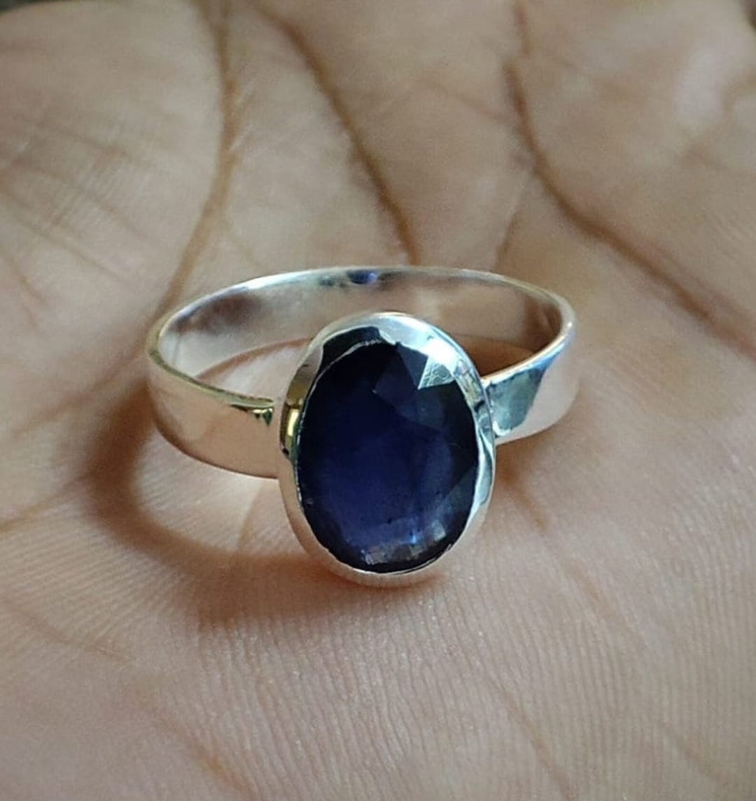 Buy Natural Blue Sapphire Ring: 925 Sterling Silver Astrology Ring