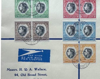 1937 Windhoek South West Africa Cover: King George VI Coronation Stamps