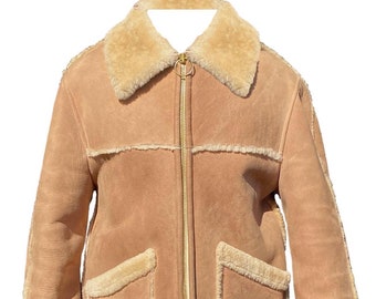 Vintage Sawyer Napa Lamb Shearling Jacket: 1970s Zip Front Coat, Size 42