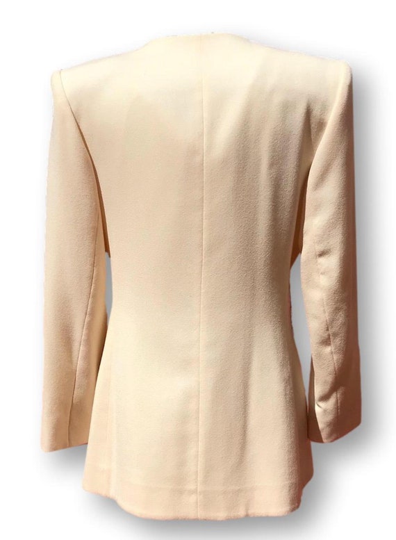 Lilli Ann, One Button Blazer, Ivory with Applique… - image 2