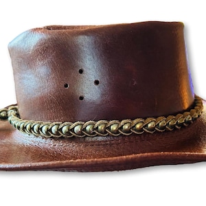 Australian Distressed Leather Hat: Braided Band, Side Vents