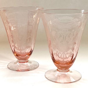Tiffin Flanders Pink Tumbler: Etched Poppies, Hand-Blown Glass (9 oz)