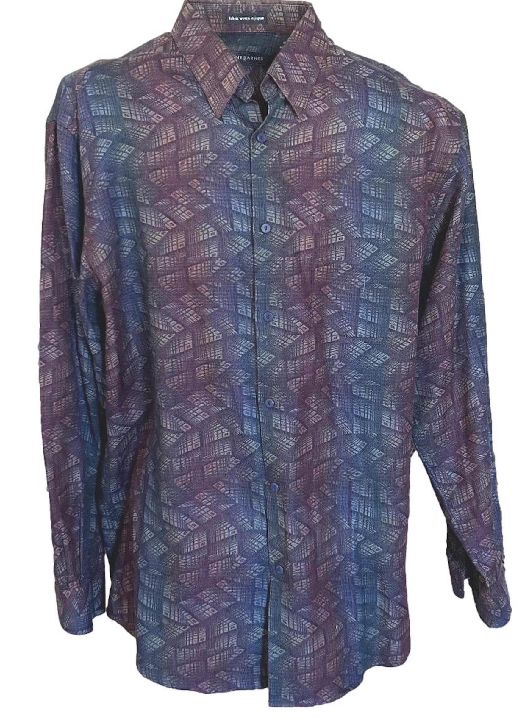 Jhane Barnes Fractal Shirt: Men's XL Cotton Button-Down, Designer Collectible