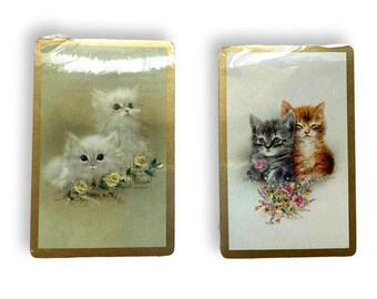 1950s Duratone Canada Plastic Coated Double Set "Kittens" Playing Cards New Sealed Stamped