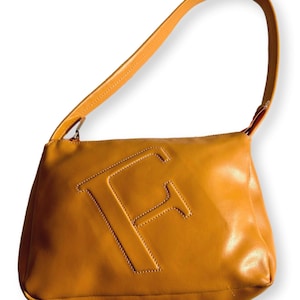 FURLA Italian Leather Shoulder Bag: Embossed &quot;F&quot; Logo, New
