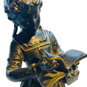 Girl Reading a Book Bronze Statue - Etsy