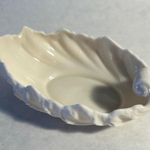 Vtg. Lenox:  Ivory Acanthus Leaf Porcelain and Scrolled Handle Dish