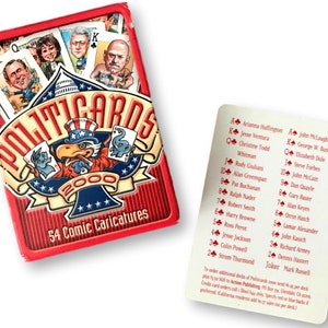 Polityka 2000 Karykatury komiksowe Karty do gry: Bush, McCain, Clinton, Thurmond, Bill Maher, itp.