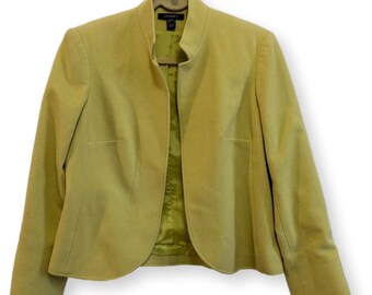 Wool Cashmere Blend Fly Away Jacket - Mandarin Collar, Size 10